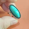 Novo anel simples de moda com padrão de coroa de corte de diamante olho de cavalo turquesa anel turquesa atacado