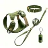 Nuevo arnés ligero, transpirable y ajustable hecho a medida para perro con collar impermeable de PVC, correa de doble propósito y portabolsas para excrementos