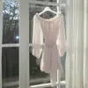 Vestido Rosa Suave y Elegante Estilo Blogger Ins para Principios de Primavera con un Diseño que Ceñe la Cintura para Hacerte Ver Más Delgada y con Piernas Más Largas, Vestido de Mujer Súper de Hada