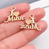 Kc Oro Retro Notas Musicales Música Guitarra Instrumento Pulsera DIY Llavero Pendientes Colgante Pulsera Joyería Accesorios
