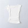Y2002-25 Primavera Nuevo Estilo Europeo y Americano Sexy Deseo Puro Sexy Diseño Elegante Corte Retorcido Camiseta de Manga Corta