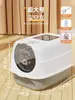 Caixa de areia para gatos totalmente fechada, vaso sanitário para gatos extra grande, bandeja de areia para gatos estilo gaveta anti-respingo, suprimentos para gatos à prova de odores