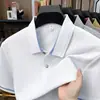 Camiseta Masculina de Manga Curta Levemente Luxuosa para o Verão 2026, Algodão Puro Sedoso, Nova Casual Versátil com Gola Polo, Camisa Polo Masculina em Cor Contrastante