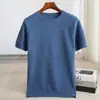 Suéter de Lana Pura con Cuello Redondo Otoño/Invierno 2025 para Hombre Manga Corta Top Camiseta Holgada Manga Media Suéter de Lana Suministro Transfronterizo