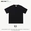 Camiseta Masculina de Verão Tendência Marca 280g Fio Duplo Pesado Algodão Puro Gola Redonda Solta Cor Sólida Estilo Retrô Americano