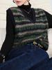 Tejido de Punto Jacquard de Capas Contrastantes con Cuello en V para Mujer Otoño e Invierno 2024 Nuevo Chaleco de Punto
