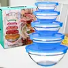 Conjunto de Tigelas de Vidro com Tampa para Venda por Atacado, Recipientes de Armazenamento de Vidro de Alta Temperatura de Grau Alimentício para Armazenamento na Geladeira Doméstica