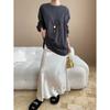 Si Nan, Modelo de Moda, Estilo de Blogger Sencillo, Camiseta Base de Manga Raglán con Bolsillo Pequeño, Talla Grande Sn7871