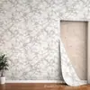 Pegatinas de pared autoadhesivas IXPE transfronterizas, patrón floral geométrico gris y blanco, acabado brillante, para decoración de paredes de fondo, venta al por mayor