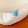 Anel Quadrado Aberto de Resina Azul, Estilo High-End de Nicho, Joias Minimalistas Únicas para Venda por Atacado