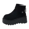 Botas de algodón de nuevo estilo con suela gruesa, forro y puño de algodón, suela de plataforma, botas de nieve que aumentan la altura para mujeres menudas, 2026, con cremallera trasera, invierno