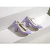 21 Factory Modelo Nuevo Transfronterizo 4445464748 Tacón Grueso Zapatos de Mujer Talla Grande Bloque de Color Estilo de Comercio Exterior Zapatos de Calle Entrega Directa de Fábrica