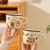 Caneca de Cerâmica Fofa Gato Casa Leite Café da Manhã Design de Nicho Escritório Copo de Água Copo de Café Lembrança