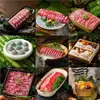 Restaurante de hot pot moderno estilo montanha, louça criativa, pratos com gelo seco para shabu-shabu de carne, travessa comercial de cogumelos e vegetais