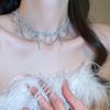 Europeu e americano diamante-incrustado gota de água colar oval moda high-end clavícula cadeia nicho design frio vento colar atacado mulheres