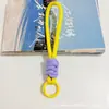 Cordão Dopamina Color-Blocking com Nó Pingente de Chaveiro Curto Corda para Alça de Garrafa Térmica Lanyard para Celular Tecido à Mão