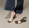Elegantes zapatos de tacón alto con lazo estilo francés para mujer, nuevo modelo de verano 2025, sandalias de tacón de aguja con estampado de leopardo para combinar con faldas