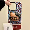 Estampado de Leopardo Azul y Marrón Usando Gafas Gatito Soporte Magnético Adecuado para Teléfono Móvil Magsafe Fuerte Adsorción Escritorio Personas Perezosas