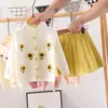 9 novos vestidos de tricô infantis, vestido floral artesanal com tema de frutas para meninas, conjunto de roupas moderno para bebês e crianças