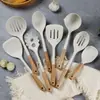 Conjunto de Utensílios de Cozinha de Silicone, Resistente a Altas Temperaturas, Espátula, Batedor de Ovos, Colher de Sopa, Utensílios de Culinária Multifuncionais