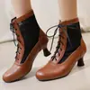 Sandalias de Mujer Estilo Nuevo Europeo y Americano, Tacones Altos de Punta Redonda, Botas de Cuero de Tacón Fino de Amazon, Botas Refrigerantes, Botas de Corte Bajo