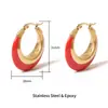 Brincos de Gota de Óleo Vermelho Chinês Moda Europeia e Americana Justop Aço Inoxidável Banhados a Ouro Real Brincos Franceses