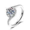 Tono Agitar Venta en Vivo Nuevo Anillo de Pared Cuatro Garras Suelto Anillo de Diamante Moissanita de 1 quilate Venta Directa para Mujeres
