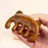 Peine Masajeador de Sándalo Verde, Sándalo Dorado, Peine Meridianos con Cabeza de Gato Linda, Peine Redondo de Cinco Dedos, Fábrica de Origen de Sándalo de Jade