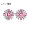 Pendientes de plata de ley 925 de lujo con diamantes de alto carbono y diseño de papalaca rosa para mujer, estilo princesa, con corte de flor de hielo, joyería de plata