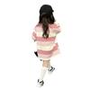 Outono e Inverno Roupas Femininas Infantis Moletom Bebê Estilo Ocidental Infantil Personalizado Marca Tendência Cor Coreana Combinando Listrado Letra Meio-comprimento Camiseta Saia