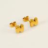 Moda Europea y Americana Sencillos y Elegantes Pendientes de Acero de Titanio Acero Inoxidable Chapado en Oro de 18K Pendientes Mini de Letras de Burbuja para Mujer