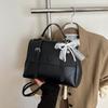 Bolsa Retrô Estilo Faculdade Grande Capacidade Feminina 2025 Primavera Nova Estilo Coreano Cor Sólida Mochila Textura Bolsa Mensageiro