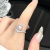 Anillo de Diamantes Plisado Distintivo de Diseño Nicho Sentido de Lujo Ligero Alto Sentido Moda Irregular Anillo Abierto de Piedra Lunar para Mujer