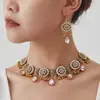 Joyería de Moda Europea y Americana de Venta Caliente Transfronteriza, Collar y Pendientes de Diamantes Estilo Étnico Retro, Set de Collar de Lujo Accesible Francés