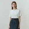 Camiseta blanca de algodón puro de manga corta para mujer, estilo coreano de verano 2026, corte holgado, cuello redondo, top casual