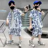 Trajes de Manga Corta para Niños de Primavera y Verano, Ropa de Verano Moderna Fresca y Guapa para Niños, Ropa para Niños, Camisas de Seda Helada, Conjunto de Dos Piezas
