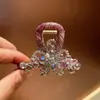Pasador de Flor de Cristal de Diamante Brillante Coreano para Mujer, Pasador en la Parte Posterior de la Cabeza, Pinza de Tiburón de Gama Alta Joyería para el Cabello