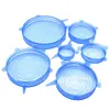 Tapas para Conservar Frescura de Cocina Juego de 6 Piezas Multifuncionales Extensibles Aptas para Microondas Tapas Redondas de Silicona para Conservar Frescura Tapas de Silicona para Tazones