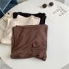 Camiseta de manga corta de modal básica con bolsillo, manga acampanada, de verano, rejuvenecedora, que cubre la barriga, adelgazante