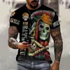2024 Moda Quente Transfronteiriça Camiseta com Impressão 3D Estampa Legal Tendência de Rua Série de Manga Curta Gola Redonda