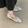 Sapatos Elegantes Estilo Francês com Fivela Quadrada de Strass, Forrados com Lã, de Calçar para Mulheres, com Aumento Oculto de Altura, Boca Rasa e Adequados para o Trabalho