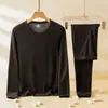 Ropa interior térmica de otoño/invierno para hombre y mujer, forrada de polar, engrosada, seda de cachemira, traje de pareja, terciopelo, calefacción, ropa interior, ropa y pantalones de otoño