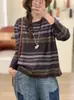 Nuevo Suéter de Punto Jacquard con Cuello Redondo, Estilo Étnico, Manga Larga, Holgado, Base para Mujer, Colección Otoño/Invierno 2026