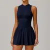 Vestido Dare Xiuyun Falso Duas Peças Gola Vertical para Corrida ao Ar Livre Saia Base Antideslizante Linha A Saia de Tênis 9094