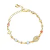 Joias Transfronteiriças Europeias e Americanas Novo Estilo Corrente de Ouro Pingente de Cauda em Forma de Coração 6mm Pontos Rosa Cravejado com Strass Retrato Pingente Cruz Pulseira