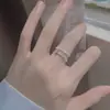 Anillo Doble Capa Chapado Cruzado para Mujer, Diseño de Nicho, Estilo Minimalista, Anillo Abierto de Moda, Venta Directa del Fabricante