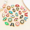 Cuentas espaciadoras de esmalte de ojo de la suerte de doble cara de acero inoxidable con cuentas estilo europeo y americano para accesorios de joyería hechos a mano DIY