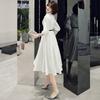 Vestido de Noche para Banquete 2026 Nuevo Estilo Blanco Elegante y Digno Vestido de Fiesta de Longitud Media para Socialité Sencillo y Elegante