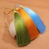 12cm cerrado hilo dorado Seda de Hielo Borla DIY hecho a mano hanfu cheongsam solapa de presión borla colgante adornos para oreja