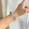 Atração BorboletaAmetista Natural Borboleta Super Fada Pulseira Fantasma Branco Pulseira de Design Doce de Nicho para Melhores Amigas